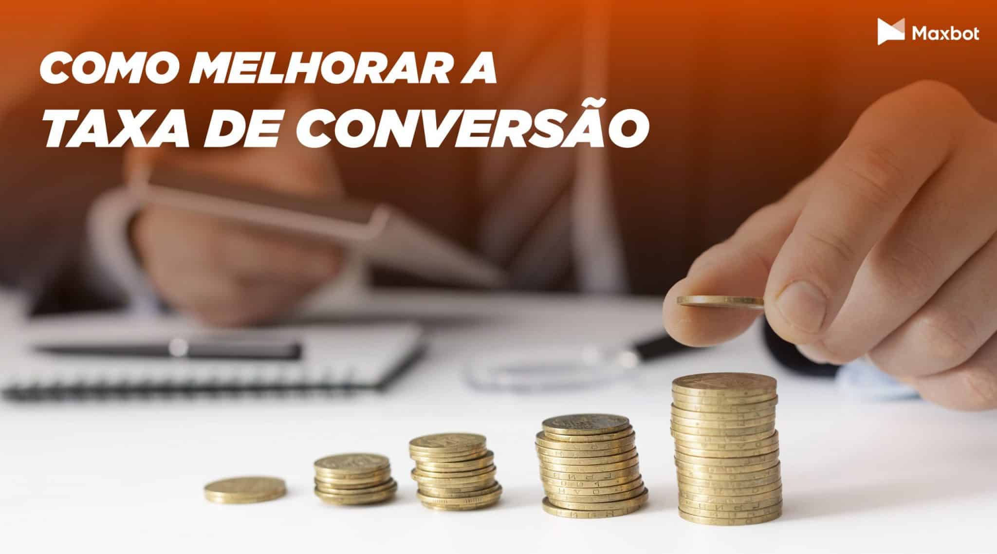 Pessoa empilhando moedas em pilhas de ordem crescente formando a ideia de um gráfico